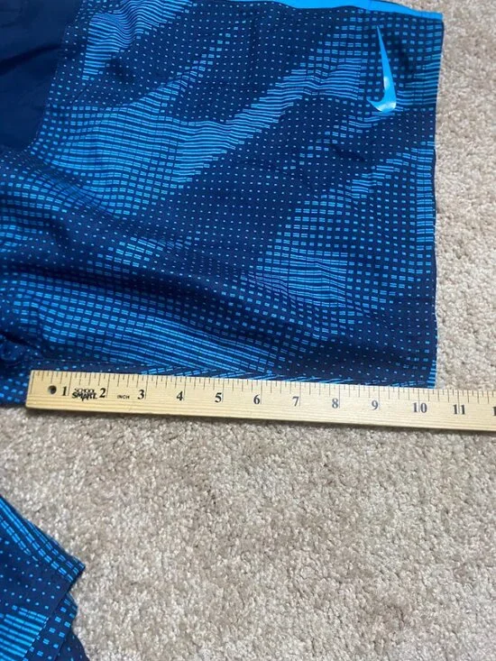 Nike Swim Trunks Men's Large Shorts Rush Blue Geometric Volley Mesh Liner Lined - Picture 6 of 10
